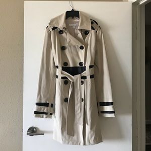 New York and Company Tan and Black Trench Coat